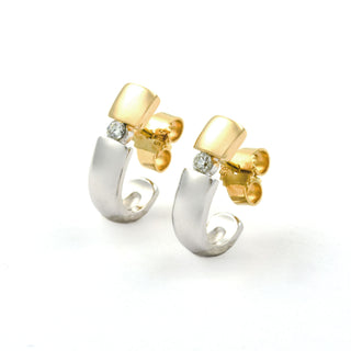 Brillantohrstecker aus 585 Gelb- und Weißgold, nachhaltiger second hand Schmuck perfekt aufgearbeitet