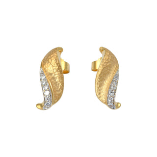 Diamantohrstecker aus 585 Gelb- und Weißgold, nachhaltiger second hand Schmuck perfekt aufgearbeitet