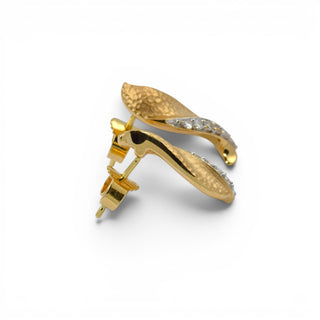 Diamantohrstecker aus 585 Gelb- und Weißgold, nachhaltiger second hand Schmuck perfekt aufgearbeitet