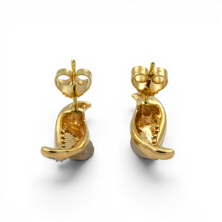 Diamantohrstecker aus 585 Gelb- und Weißgold, nachhaltiger second hand Schmuck perfekt aufgearbeitet