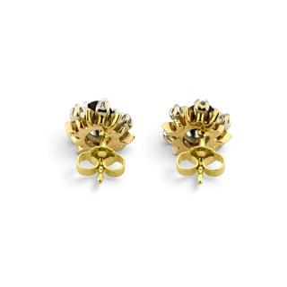 Saphirohrstecker aus 585 Gelb- und Weißgold mit Diamant, nachhaltiger second-hand Schmuck perfekt aufgearbeitet