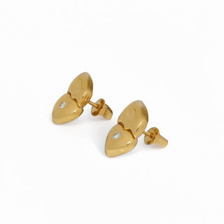 Brillantohrstecker Herzen aus 750 Gelbgold, nachhaltiger second hand Schmuck perfekt aufgearbeitet