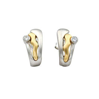 Brillantohrstecker aus 950 Platin/Gold, nachhaltiger second hand Schmuck perfekt aufgearbeitet