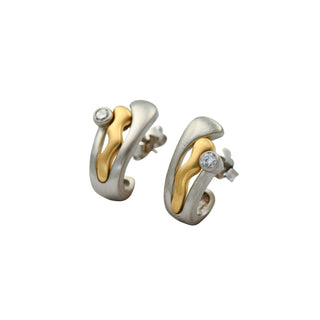 Brillantohrstecker aus 950 Platin/Gold, nachhaltiger second hand Schmuck perfekt aufgearbeitet