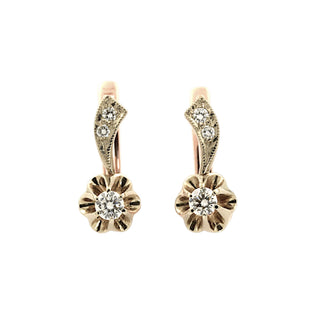 Brillantohrstecker aus 585 Rosé- und Weißgold, nachhaltiger second-hand Schmuck perfekt aufgearbeitet