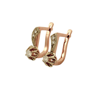 Brillantohrstecker aus 585 Rosé- und Weißgold, nachhaltiger second-hand Schmuck perfekt aufgearbeitet