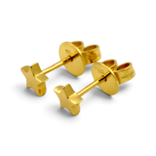 Ohrstecker Stern aus 750 Gelbgold, nachhaltiger second-hand Schmuck perfekt aufgearbeitet