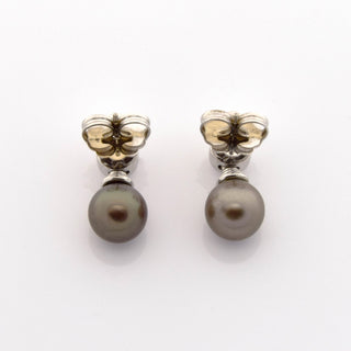 Perlenohrstecker aus 750 Weißgold mit Brillant, nachhaltiger second hand Schmuck perfekt aufgearbeitet