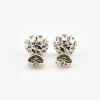 Saphirohrstecker aus 585 Weißgold mit Brillant, nachhaltiger second hand Schmuck perfekt aufgearbeitet