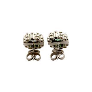 Smaragdohrstecker aus 750 Weißgold mit Brillant, nachhaltiger second-hand Schmuck perfekt aufgearbeitet