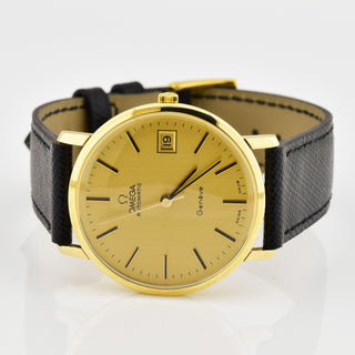 Omega Herrenarmbanduhr Genève Automatik mit Datumsanzeige und Zentralsekunde, gebrauchte Luxusuhr im Top-Zustand