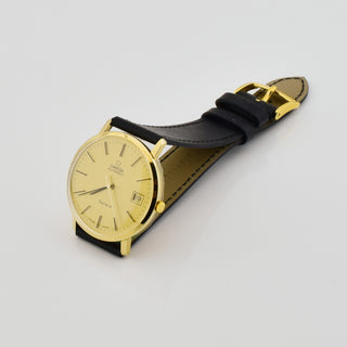 Omega Herrenarmbanduhr Genève Automatik mit Datumsanzeige und Zentralsekunde, gebrauchte Luxusuhr im Top-Zustand