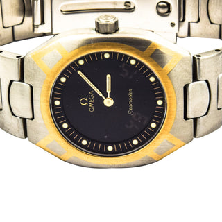 Omega Seamaster Polaris Multifunktion Quarzwerk mit Chronograph, Datumsanzeige, Wecker, Leuchtindizes und Leuchtzeigern, gebrauchte Luxusuhr im Top-Zustand