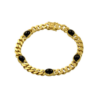 Panzerarmband aus 750 Gelbgold mit Saphir, nachhaltiger second-hand Schmuck perfekt aufgearbeitet