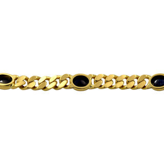 Panzerarmband aus 750 Gelbgold mit Saphir, nachhaltiger second-hand Schmuck perfekt aufgearbeitet