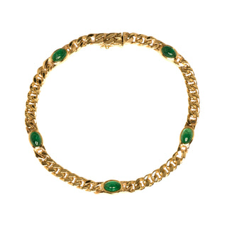 Smaragdarmband aus 585 Gelbgold, nachhaltiger second hand Schmuck perfekt aufgearbeitet