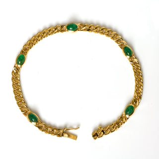 Smaragdarmband aus 585 Gelbgold, nachhaltiger second hand Schmuck perfekt aufgearbeitet