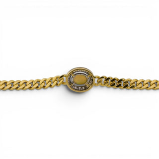 Panzerarmband aus 750 Gelb- und Weißgold mit Opal und Diamant, nachhaltiger second-hand Schmuck perfekt aufgearbeitet