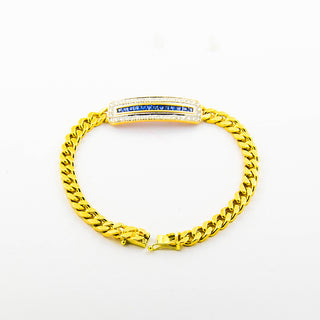 Saphirarmband aus 585 Gelb- und Weißgold mit Brillant, nachhaltiger second hand Schmuck perfekt aufgearbeitet