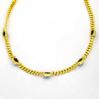 Saphirkette aus 585 Gelbgold, nachhaltiger second hand Schmuck perfekt aufgearbeitet