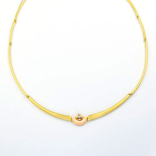 Papillon Brillantcollier aus 750 Gelb- und Rotgold, nachhaltiger second hand Schmuck perfekt aufgearbeitet