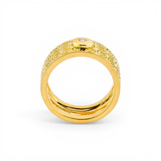 Papillon Brillantring aus 750 Gelbgold, nachhaltiger second hand Schmuck perfekt aufgearbeitet