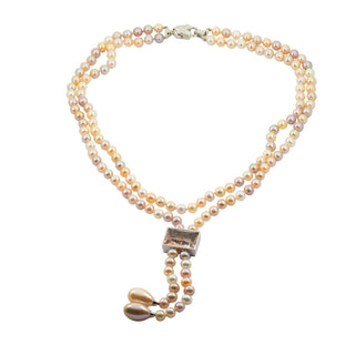 Anne Böddeker Perlenkette Hephaistos aus 750 mit Perle, Rutilquarz und Brillant, 46 cm, hochwertiger second hand Schmuck perfekt aufgearbeitet