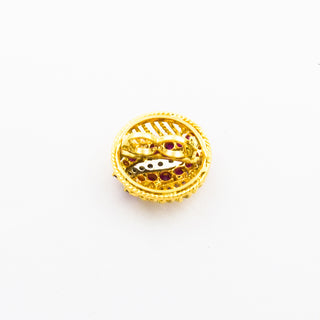 Perlenkettenverkürzer aus 585 Gelb- und Weißgold mit Rubin und Diamant, nachhaltiger second hand Schmuck perfekt aufgearbeitet