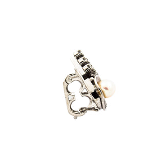 Perlenkettenverkürzer aus 585 Weißgold mit Perle, Diamant und Brillant, nachhaltiger second hand Schmuck perfekt aufgearbeitet