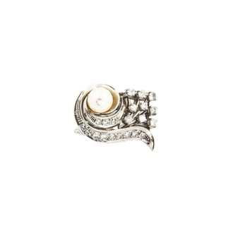 Perlenkettenverkürzer aus 585 Weißgold mit Perle, Diamant und Brillant, nachhaltiger second hand Schmuck perfekt aufgearbeitet