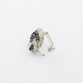 Perlenkettenverkürzer aus 585 Weißgold mit Saphir, Diamant und Brillant, nachhaltiger second hand Schmuck perfekt aufgearbeitet