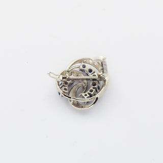 Perlenkettenverkürzer aus 585 Weißgold mit Saphir, Diamant und Brillant, nachhaltiger second hand Schmuck perfekt aufgearbeitet