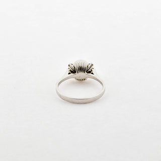 Perlenring aus 585 Weißgold mit Diamant, nachhaltiger second hand Schmuck perfekt aufgearbeitet