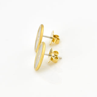 Brillantohrstecker aus 750 Gelbgold/Platin, nachhaltiger second hand Schmuck perfekt aufgearbeitet