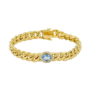Quinn Armband aus 585 Gelb- und Weißgold mit Aquamarin, nachhaltiger second hand Schmuck perfekt aufgearbeitet