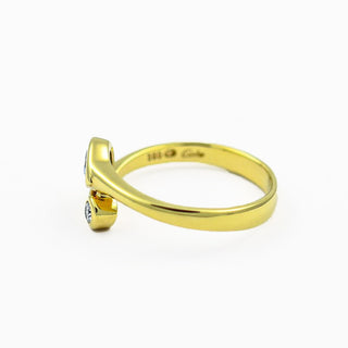 Quinn Toi-et-Moi Ring aus 585 Gelbgold mit Aquamarin und Brillant, nachhaltiger second hand Schmuck perfekt aufgearbeitet