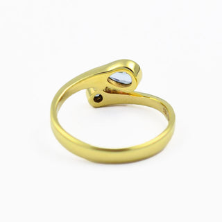 Quinn Toi-et-Moi Ring aus 585 Gelbgold mit Aquamarin und Brillant, nachhaltiger second hand Schmuck perfekt aufgearbeitet