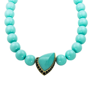 Raths Türkiskette mit Wechselschließe aus 750 Rosé- und Weißgold mit Türkis und Saphir, nachhaltiger second hand Schmuck perfekt aufgearbeitet