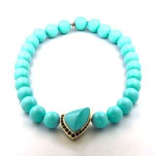 Raths Türkiskette mit Wechselschließe aus 750 Rosé- und Weißgold mit Türkis und Saphir, nachhaltiger second hand Schmuck perfekt aufgearbeitet