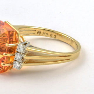 Richarz Ring aus 750 Gelb- und Weißgold mit Citrin und Brillant, nachhaltiger second hand Schmuck perfekt aufgearbeitet