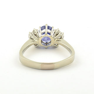 Richarz Saphirring aus 750 Weißgold mit Brillant, nachhaltiger second hand Schmuck perfekt aufgearbeitet