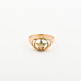 Ring Freimaurer aus 416 Gelbgold, nachhaltiger second hand Schmuck perfekt aufgearbeitet