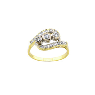 Brillantring aus 585 Gelb- und Weißgold mit Diamant, nachhaltiger second-hand Schmuck perfekt aufgearbeitet