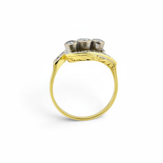 Brillantring aus 585 Gelb- und Weißgold mit Diamant, nachhaltiger second-hand Schmuck perfekt aufgearbeitet