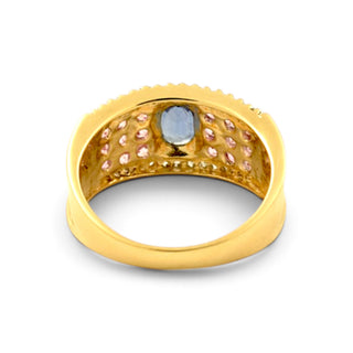 Saphirring aus 585 Gelb- und Weißgold mit Diamant, nachhaltiger second-hand Schmuck perfekt aufgearbeitet