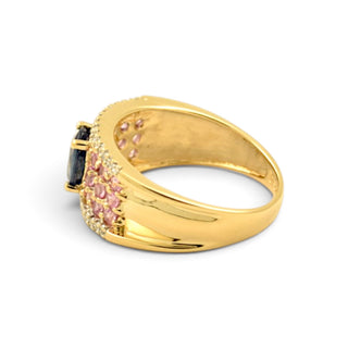 Saphirring aus 585 Gelb- und Weißgold mit Diamant, nachhaltiger second-hand Schmuck perfekt aufgearbeitet