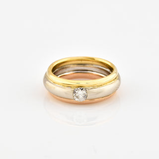 Brillantring aus 585 Gelb-, Rot- und Weißgold, nachhaltiger second hand Schmuck perfekt aufgearbeitet