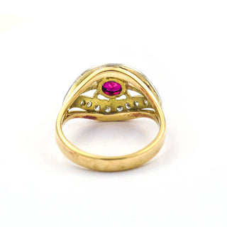 Rubinring aus 585 Gelb-, Rot- und Weißgold mit Diamant, nachhaltiger second hand Schmuck perfekt aufgearbeitet