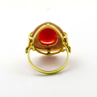 Korallenring aus 585 Gelb- und Rotgold, nachhaltiger second hand Schmuck perfekt aufgearbeitet