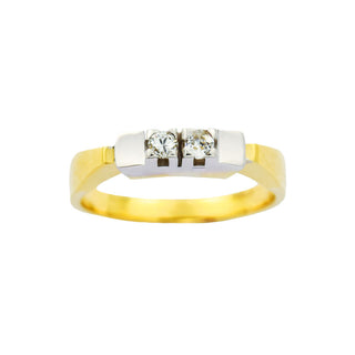 Brillantring aus 585 Gelb- und Weißgold, nachhaltiger second hand Schmuck perfekt aufgearbeitet